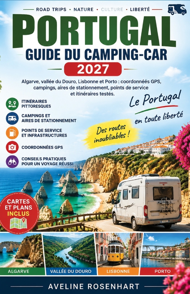 Portugal En Camping-Car 2027: Algarve, vallée du Douro, Lisbonne et Porto: coordonnées GPS, campings, aires de stationnement, points de service et iti cover