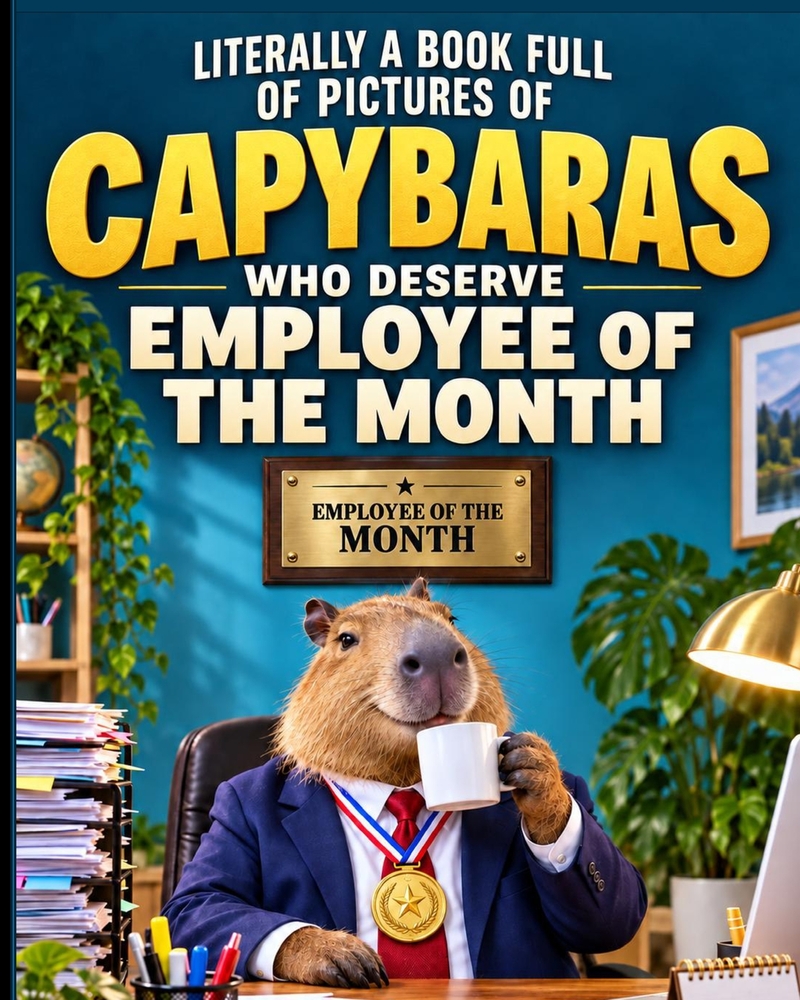 Literally a Book Full of Pictures of Capybaras Who Deserve Employee of the Month: 40 Funny Full-Page Images of Capybaras Hard at Work cover