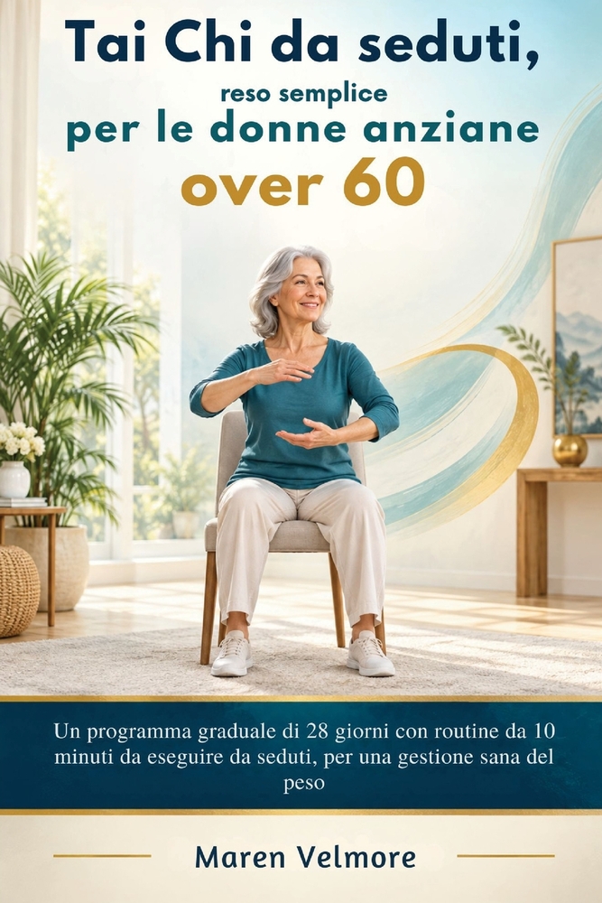 Tai Chi da seduti, reso semplice per le donne anziane over 60: Un programma graduale di 28 giorni con routine da 10 minuti da eseguire da seduti, per cover
