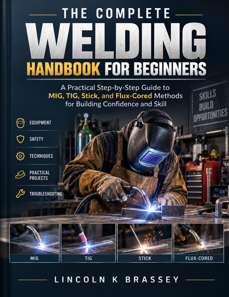 The Complete Welding Handbook for Beginners: A Practical Step-by-Step Guide to MIG, TIG, Stick, and Flux-Cored Methods for Building Confidence and Ski cover