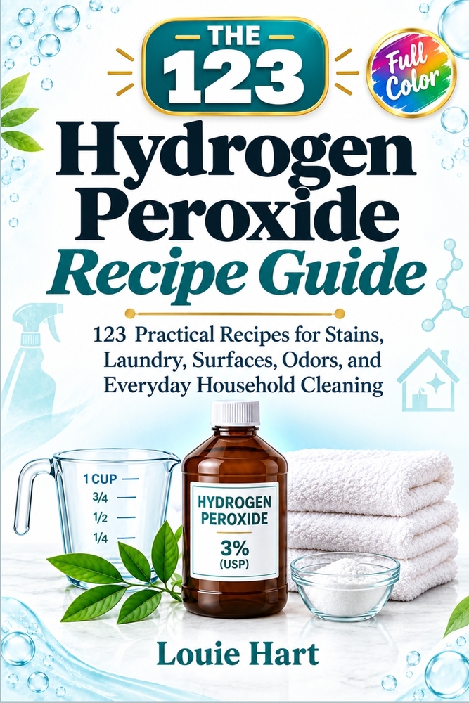 The 123 Hydrogen Peroxide Recipe Guide: 123 Practical Recipes for Stains, Laundry, Surfaces, Odors, and Everyday Household Cleaning cover
