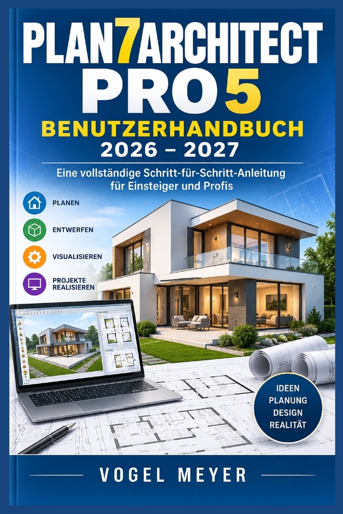 Plan7Architect Pro 5 Benutzerhandbuch 2026-2027: Der praxisnahe Schritt-für-Schritt-Leitfaden für Hausplanung, 2D- Grundrisse, 3D-Visualisierung, Däch cover