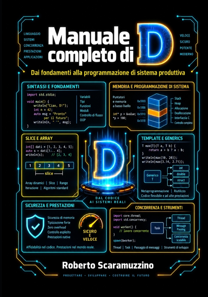 Manuale completo di D: Dai fondamenti alla programmazione di sistema produttiva cover