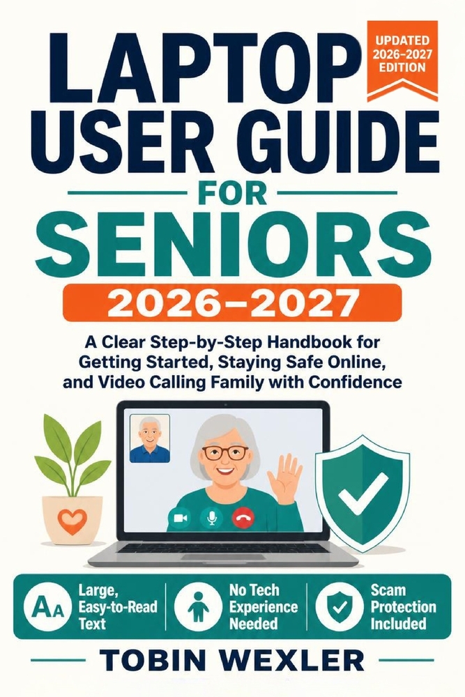 Laptop User Guide for Seniors 2026-2027: A Clear Step-by-Step Handbook for Getting Started, Staying Safe Online, and Video Calling Family with Confide cover