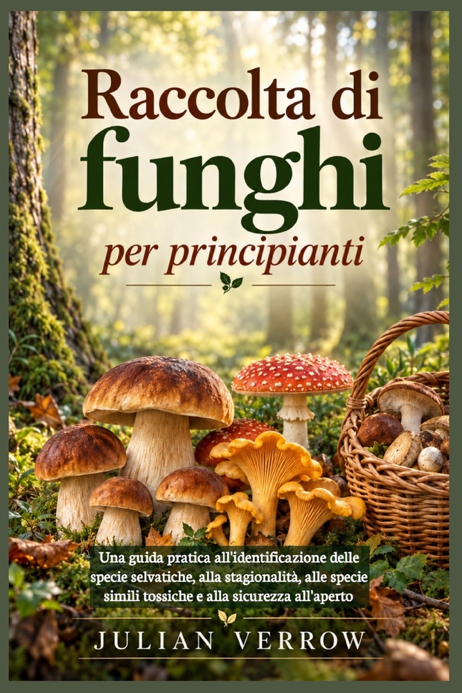Raccolta di funghi per principianti: Una guida pratica all'identificazione delle specie selvatiche, alla stagionalità, alle specie simili tossiche e a cover
