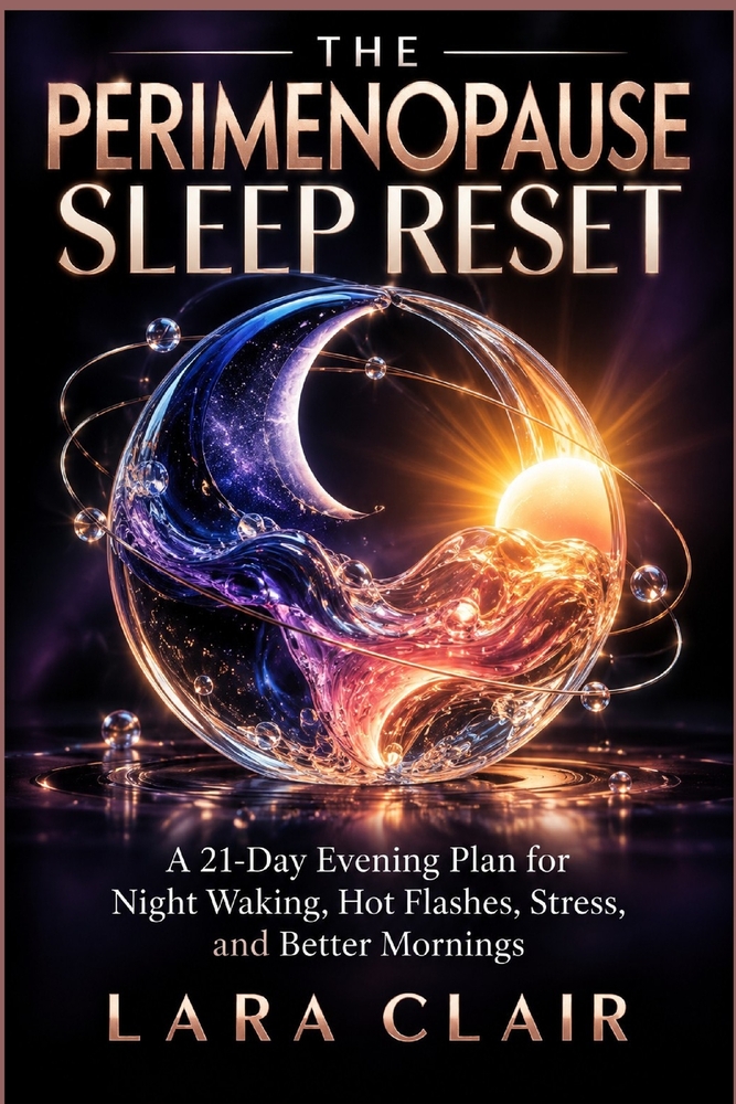 The Perimenopause Sleep Reset: A 21-Day Evening Plan for Night Waking, Hot Flashes, Stress, and Better Mornings cover