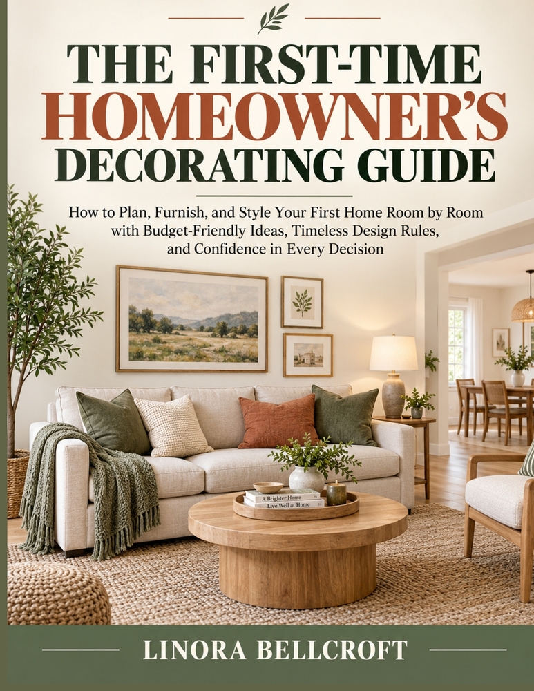 The First-Time Homeowner's Decorating Guide: How to Plan, Furnish, and Style Your First Home Room by Room with Budget-Friendly Ideas, Timeless Design cover