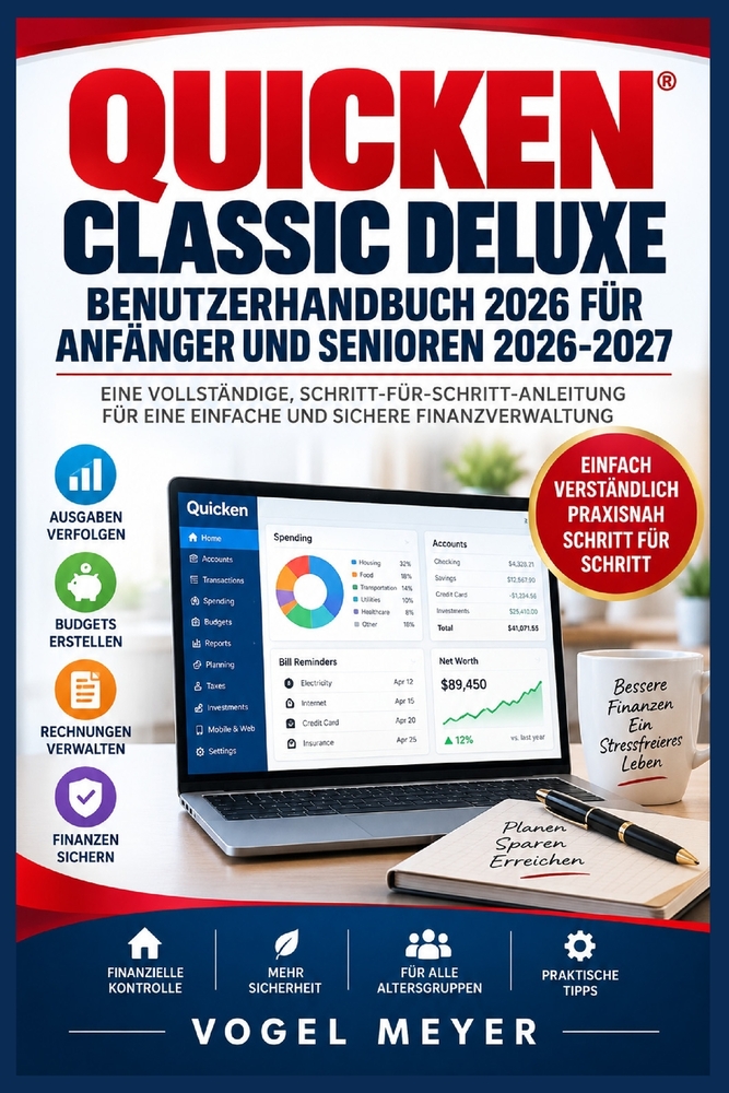 Quicken Classic Deluxe Benutzerhandbuch 2026 für Anfänger und Senioren 2026 2027: Schrittweise Finanzorganisation mit Kontenverwaltung, Budgetplanung, cover