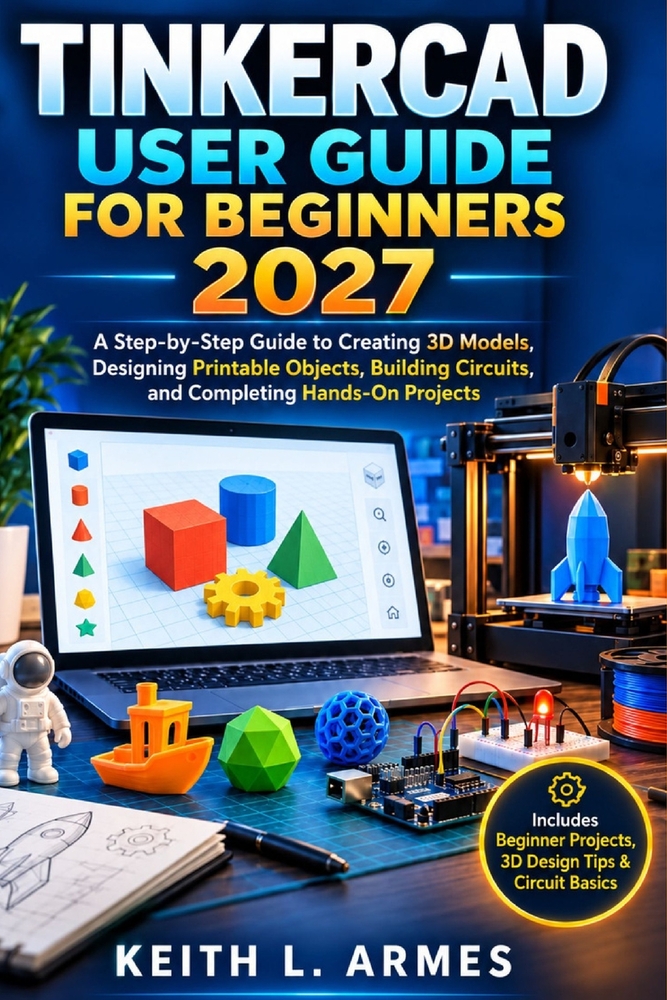 Tinkercad User Guide for Beginners 2027: A Step-by-Step Guide to Creating 3D Models, Designing Printable Objects, Building Circuits, and Completing Ha cover