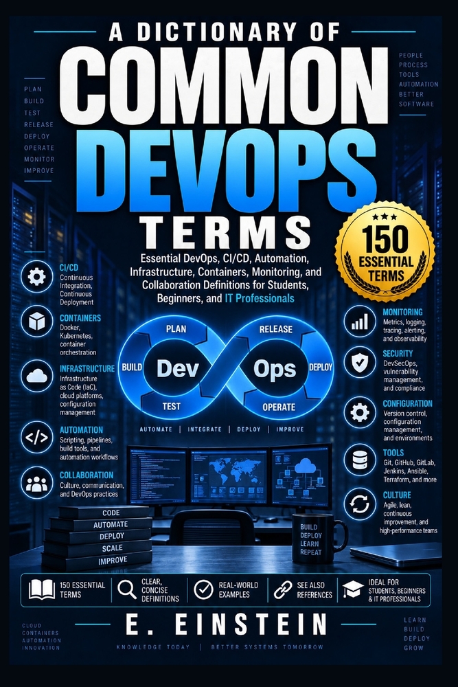 A Dictionary of Common DevOps Terms: Essential DevOps, CI/CD, Automation, Infrastructure, Containers, Monitoring, and Collaboration Definitions for St cover