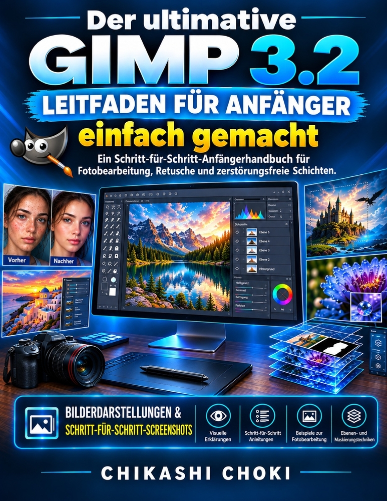 Der ultimative GIMP 3.2-Leitfaden für Anfänger einfach gemacht: Ein Schritt-für-Schritt-Anfängerhandbuch für Fotobearbeitung, Retusche und zerstörungs cover