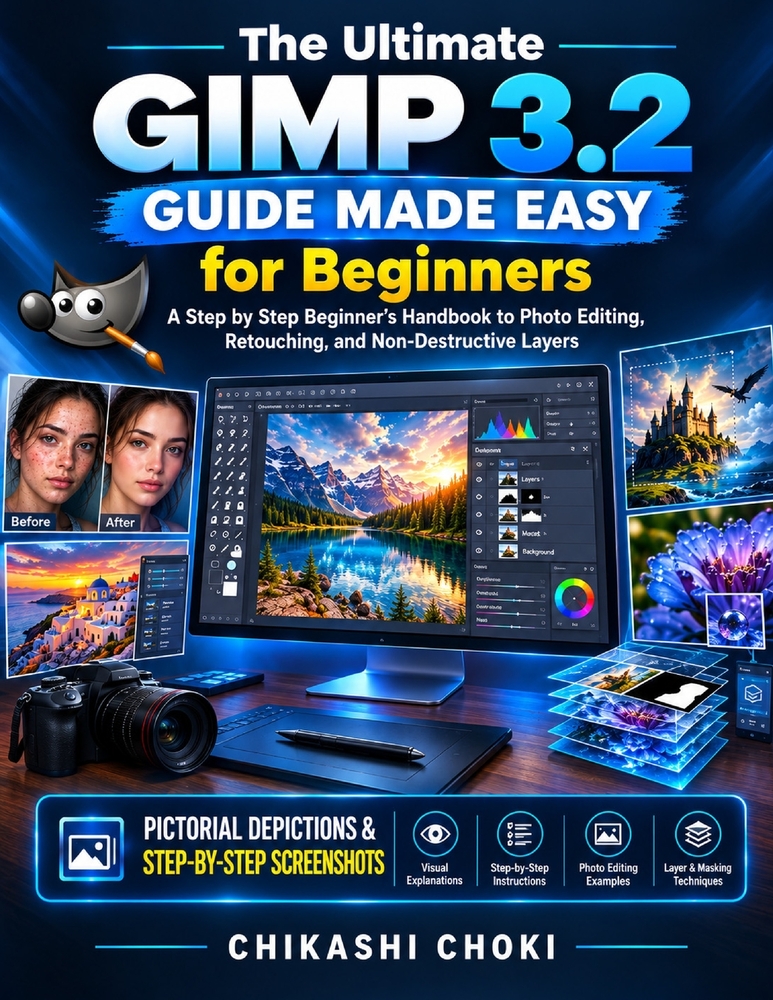 The Ultimate GIMP 3.2 Guide Made Easy for Beginners: A Step by Step Beginner's Handbook to Photo Editing, Retouching, and Non-Destructive Layers. cover