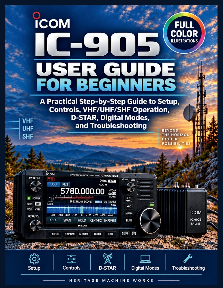 Icom IC-905 User Guide for Beginners: A Practical Step-by-Step Guide to Setup, Controls, VHF/UHF/SHF Operation cover