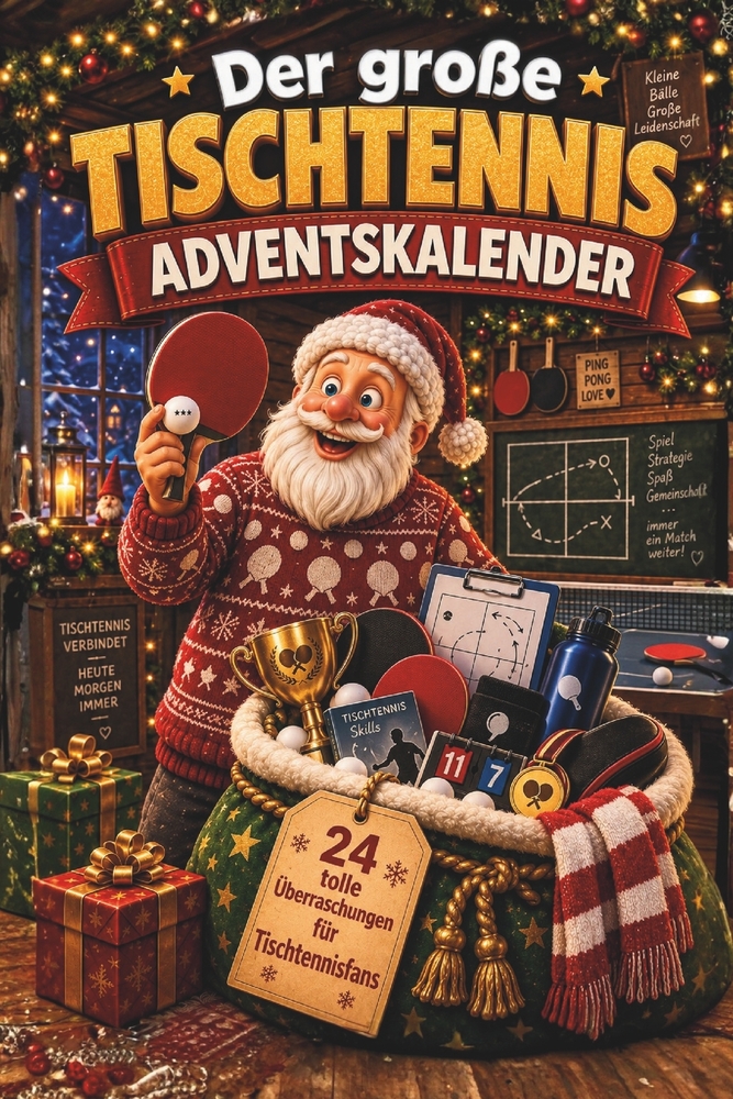 Der große Tischtennis-Adventskalender: Buch-Adventskalender zum Lesen und Knobeln als Geschenk für Tischtennis-Fans cover