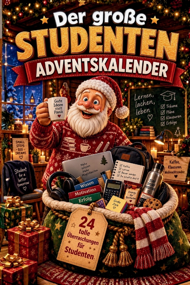 Der große Studenten-Adventskalender: Buch-Adventskalender zum Lesen und Knobeln als Geschenk für Studenten cover