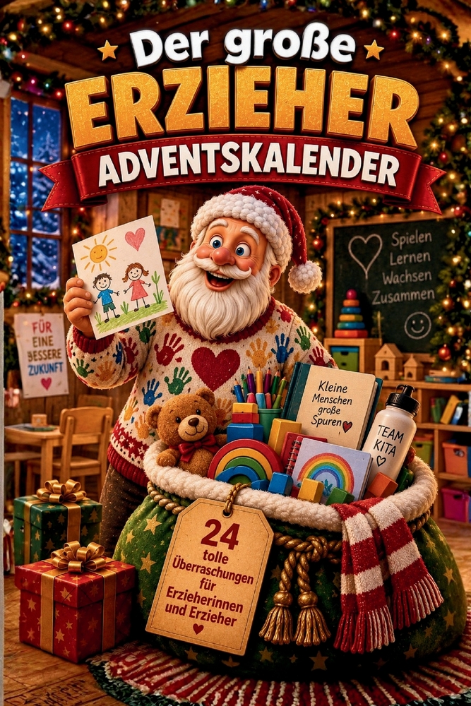 Der große Erzieher-Adventskalender: Buch-Adventskalender zum Lesen und Knobeln als Geschenk für Erzieher cover