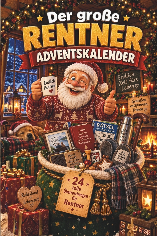 Der große Rentner-Adventskalender: Buch-Adventskalender zum Lesen und Knobeln als Geschenk für Rentner cover