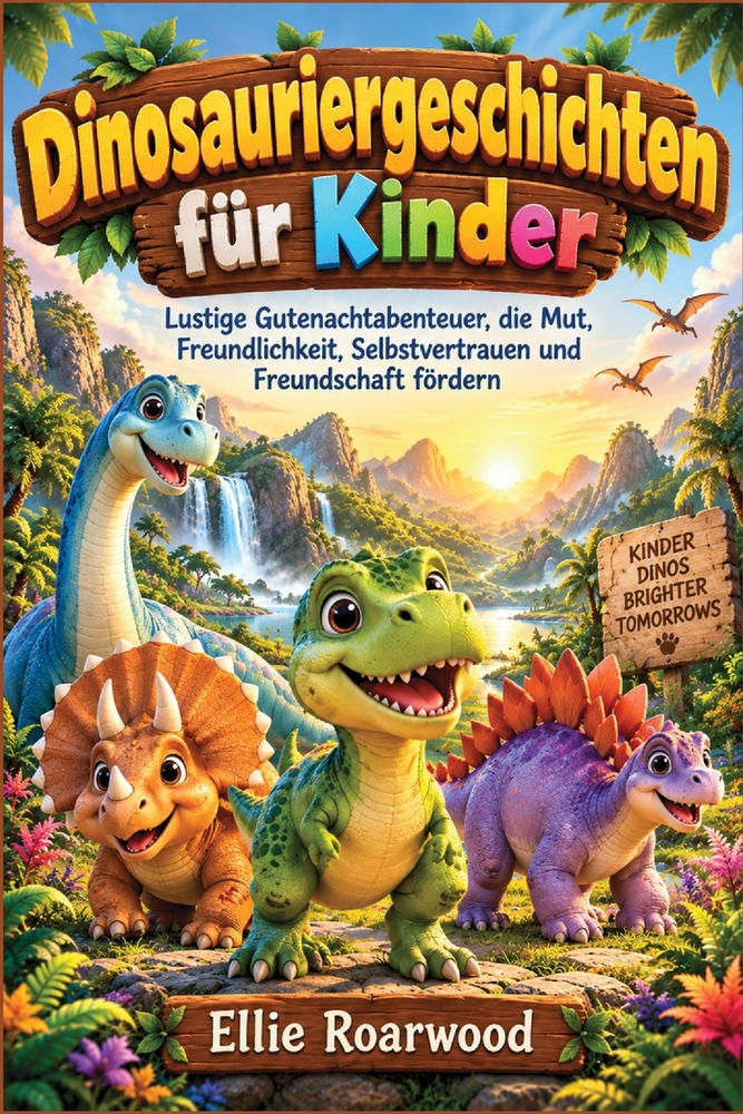 Dinosauriergeschichten für Kinder: Lustige Gutenachtabenteuer, die Mut, Freundlichkeit, Selbstvertrauen und Freundschaft fördern cover
