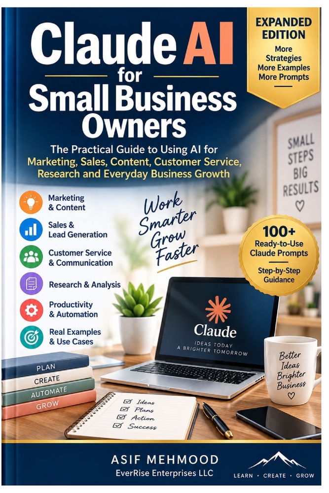 Claude AI for Small Business Owners: The Practical Guide to Using AI for Marketing, Content, Customer Service, Research, Sales and Everyday Business G cover