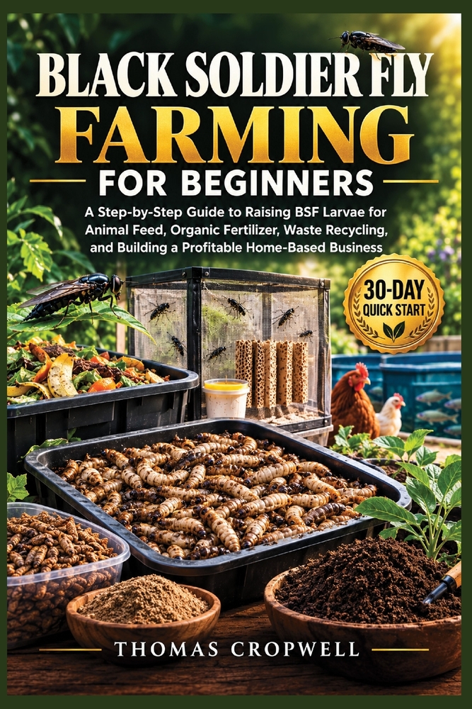 Black Soldier Fly Farming for Beginners: A step-by-step Guide to Raising BSF Larvae for Animal Feed, Organic Fertilizer, Waste Recycling, and Building cover