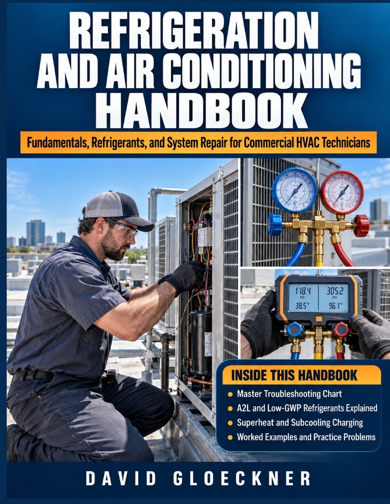 Refrigeration and Air Conditioning Handbook: Fundamentals, Refrigerants, and System Repair for Commercial HVAC Technicians cover