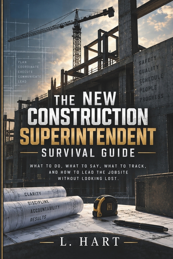 The New Construction Superintendent Survival Guide: What to do, what to say, what to track, and how to lead the jobsite without looking lost. cover
