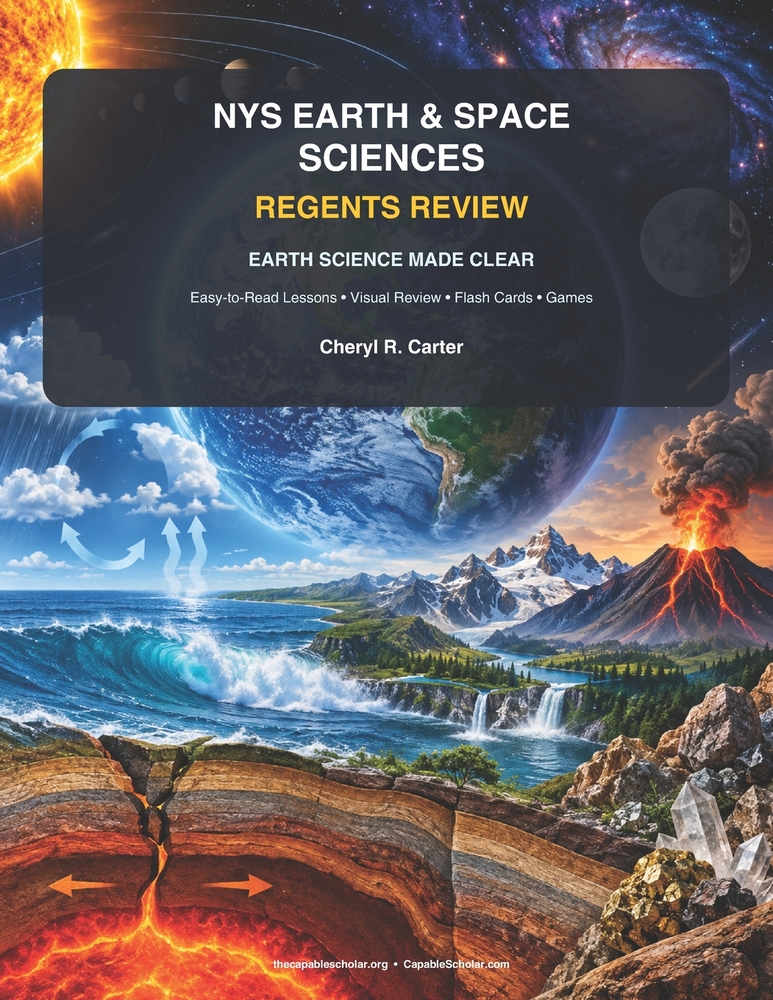 NYS Earth & Space Sciences Regents Review: Earth Science Made Clear: Easy-to-Read Lessons - Visual Review - Flash Cards - Games - Practice cover