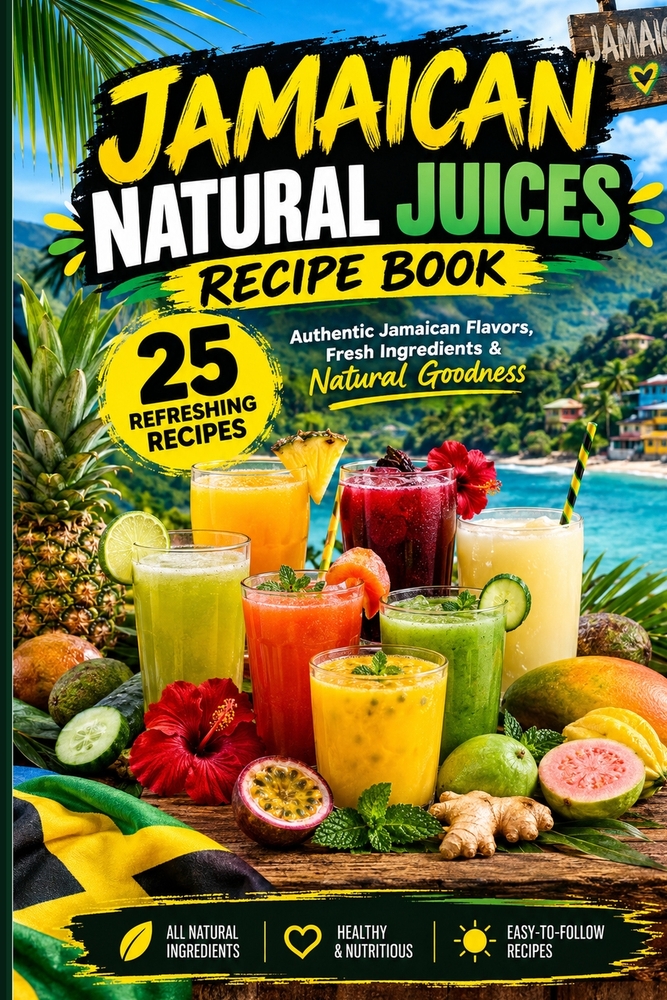 Jamaican Natural Juices: 25 Authentic Jamaican Juice Recipes, Tropical Fruit Drinks, Sorrel, Carrot Juice, Soursop & Refreshing Caribbean Beverages cover