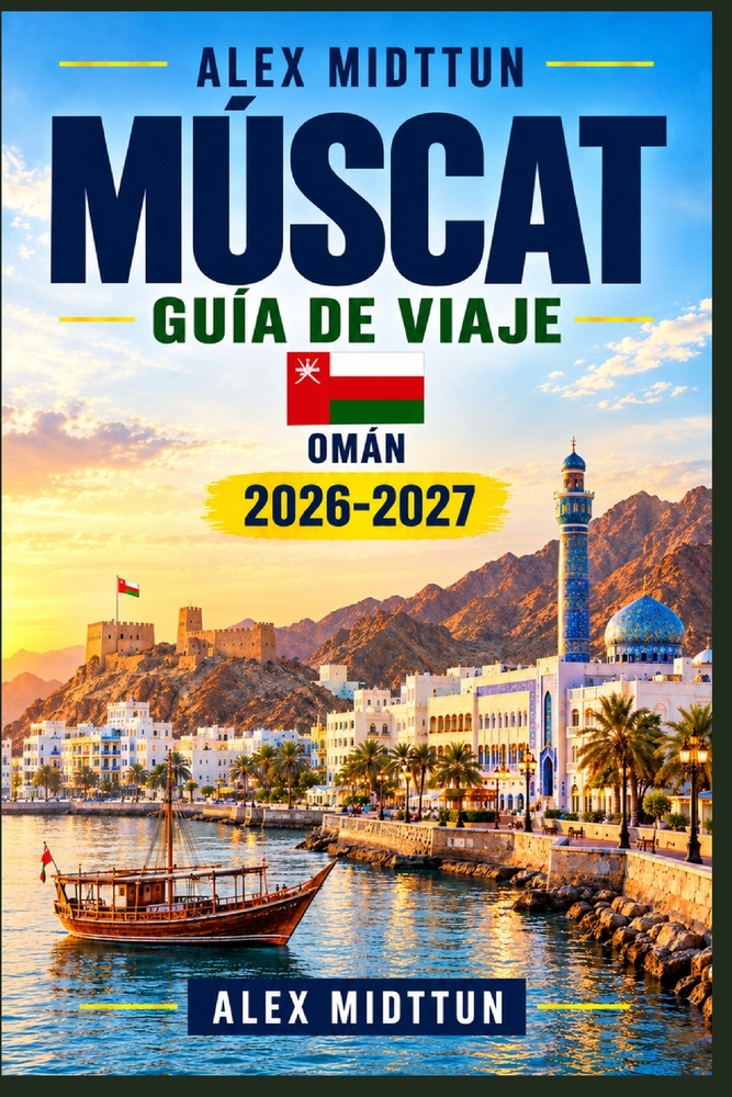 Mascate Guía de viaje 2026-2027: Descubre la cultura omaní, la Gran Mezquita del Sultán Qaboos, el Souq de Mutrah, las costas del Mar Arábigo, aventur cover