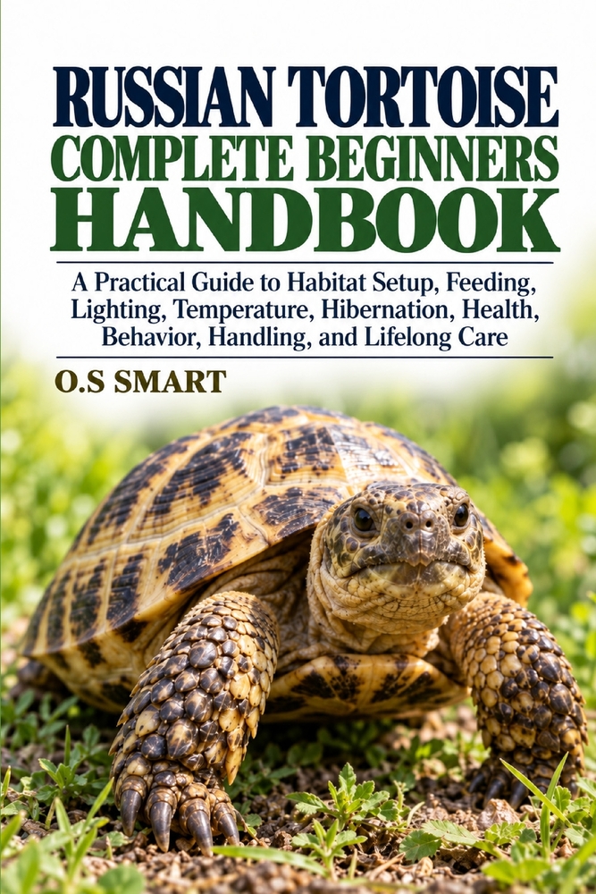 Russian Tortoise Complete Beginners Handbook: A Practical Guide to Habitat Setup, Feeding, Lighting, Temperature, Hibernation, Health, Behavior, Handl cover