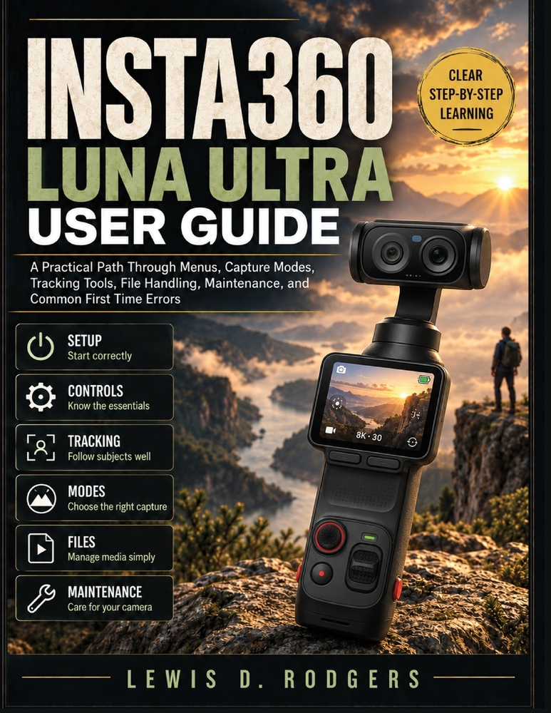 Insta360 Luna Ultra User Guide: A Practical Path Through Menus, Capture Modes, Tracking Tools, File Handling, Maintenance, and Common First Time Error cover
