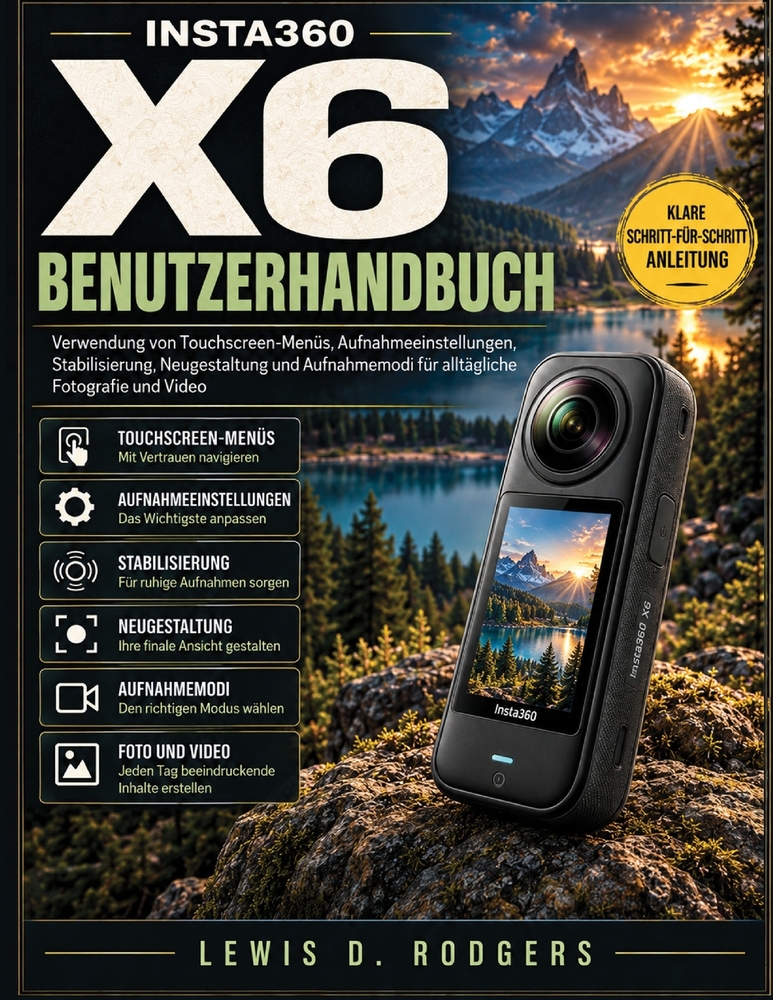 Insta360 X6 Benutzerhandbuch: Verwendung von Touchscreen-Menüs, Aufnahmeeinstellungen, Stabilisierung, Neugestaltung und Aufnahmemodi für alltägliche cover