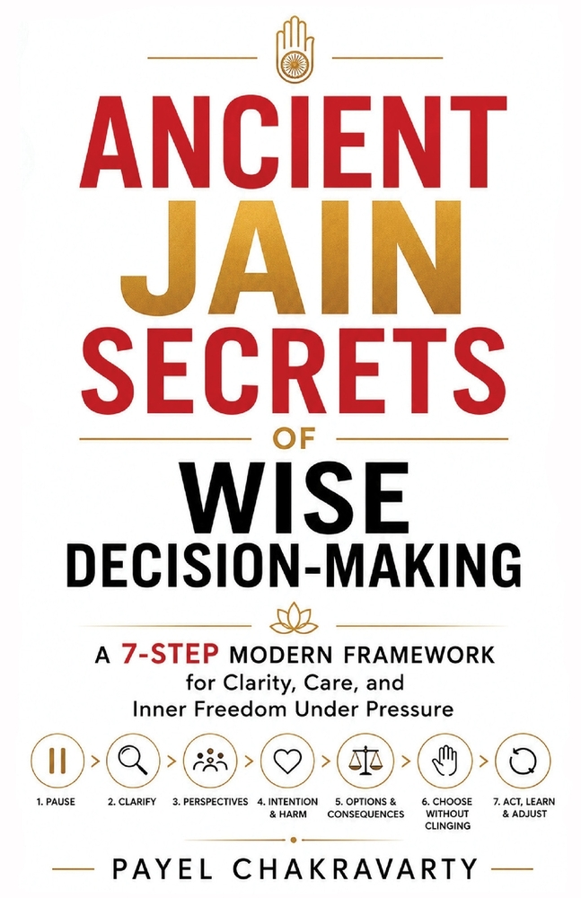Ancient Jain Secrets of Wise Decision-Making: A 7-Step Modern Framework for Clarity, Care, and Inner Freedom Under Pressure cover