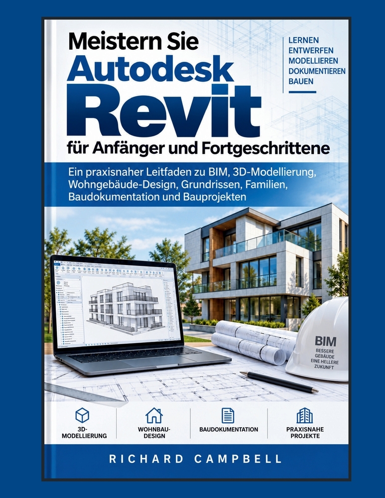 Meistern Sie Autodesk Revit für Anfänger und Fortgeschrittene: Ein praxisnaher Leitfaden zu BIM, 3D-Modellierung, Wohngebäude-Design, Grundrissen, Fam cover