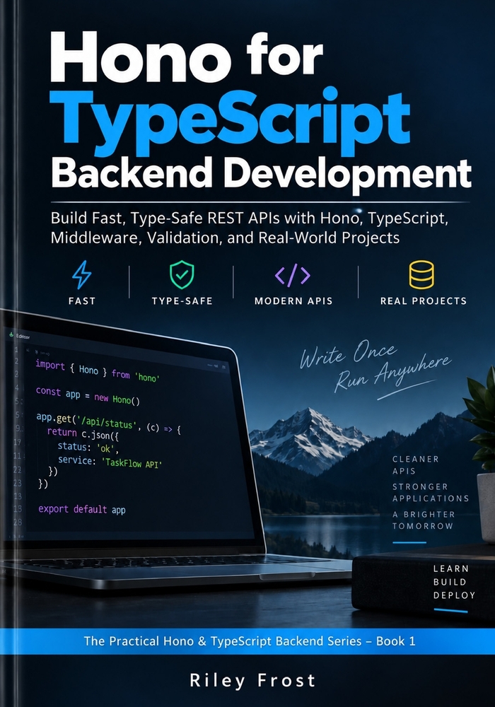 Hono for TypeScript Backend Development: Build Fast, Type-Safe REST APIs with Hono, TypeScript, Middleware, Validation, and Real-World Projects cover