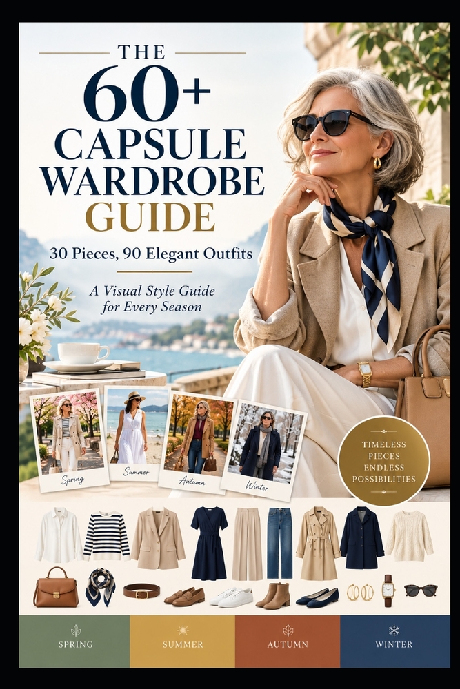 The 60+ Capsule Wardrobe Guide: 30 Pieces, 90 Elegant Outfits - A Visual Style Guide for Every Season cover
