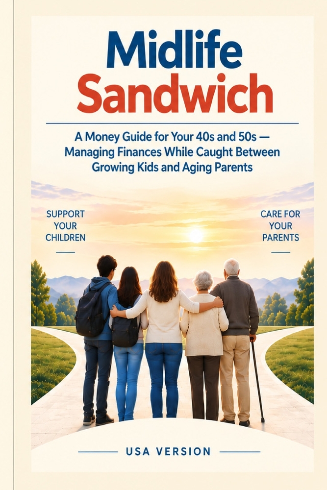 Midlife Sandwich: A Money Guide for Your 40s and 50s - Managing Finances While Caught Between Growing Kids and Aging Parents USA Version cover