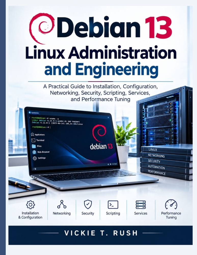 Debian 13 Linux Administration and Engineering: A Practical Guide to Installation, Configuration, Networking, Security, Scripting, Services, and Perfo cover