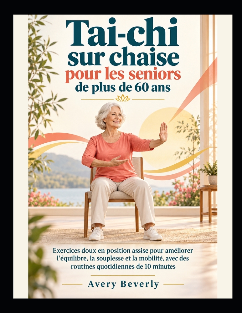 Tai-chi sur chaise pour les seniors de plus de 60 ans: Exercices doux en position assise pour améliorer l'équilibre, la souplesse et la mobilité, avec cover