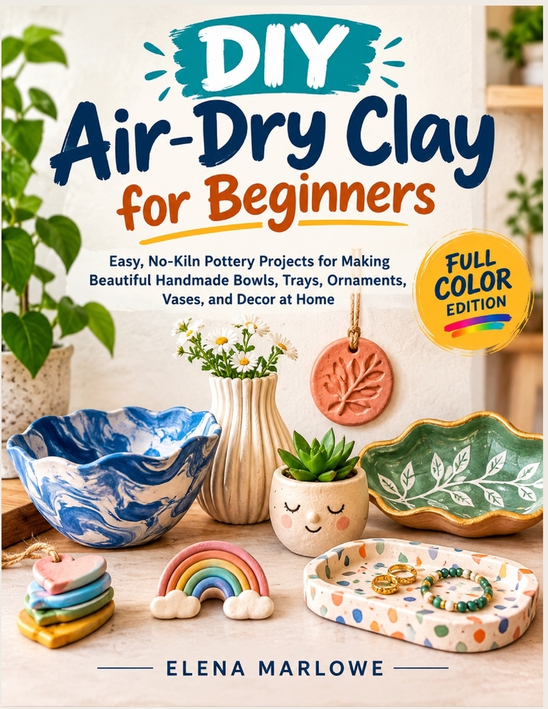 DIY Air-Dry Clay for Beginners: Easy, No-Kiln Pottery Projects for Making Beautiful Handmade Bowls, Trays, Ornaments, Vases, and Decor at Home cover