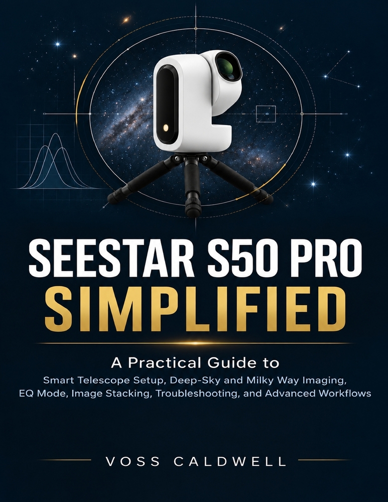 Seestar S50 Pro Simplified: A Practical Guide to Smart Telescope Setup, Deep-Sky and Milky Way Imaging, EQ Mode, Image Stacking, Troubleshooting, and cover