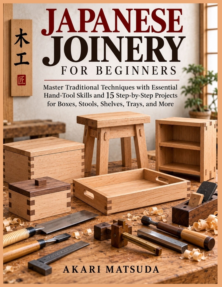 Japanese Joinery for Beginners: Master Traditional Techniques with Essential Hand-Tool Skills and 15 Step-by-Step Projects for Boxes, Stools, Shelves, cover