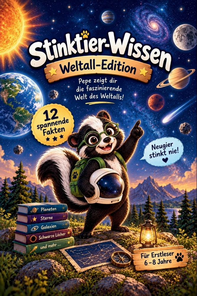 Stinktier-Wissen - Weltall-Edition - Weltraumwissen für Kinder: Spannende Fakten über Planeten, Sterne und Schwarze Löcher für Erstleser von 6-8 Jahre cover
