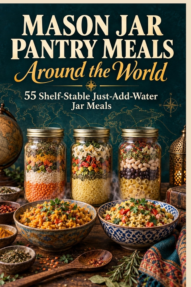Mason Jar Pantry Meals Around the World: 55 Shelf-Stable Just-Add-Water Jar Meals from India, Thailand, Morocco, Japan and Beyond - With Global Spice cover