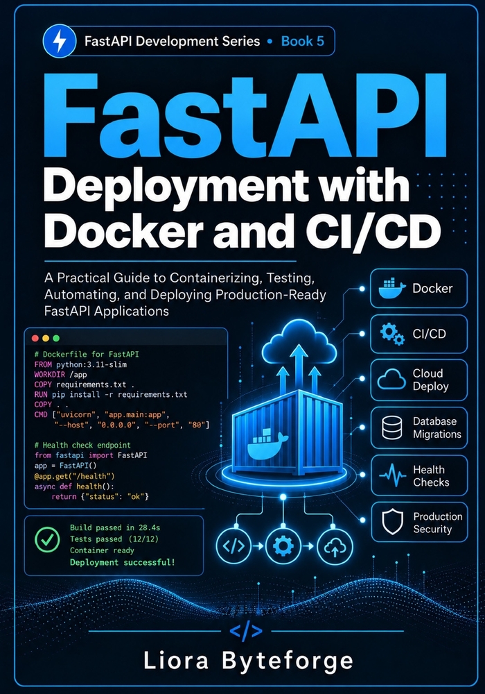 FastAPI Deployment with Docker and CI/CD: Deploy Production-Ready FastAPI Applications with Docker, Automated Testing, CI/CD Pipelines, Cloud Hosting, cover