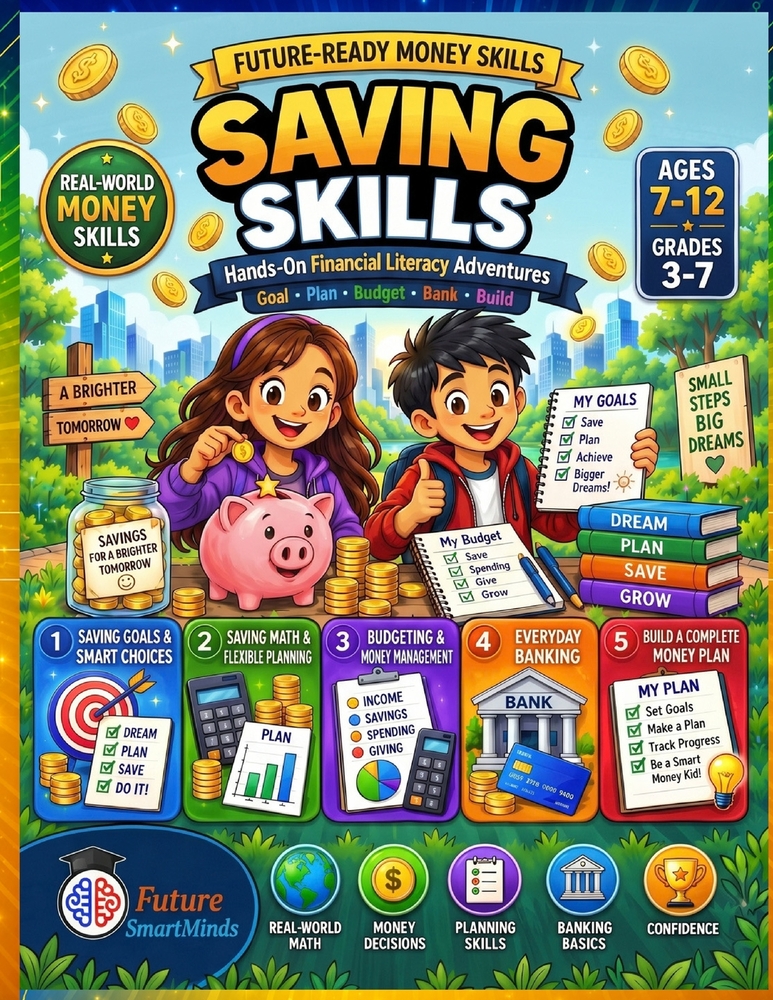 Saving Skills: Hands-On Financial Literacy Adventures for Kids Ages 7-12: Saving Goals, Budgeting, Banking & Money Management cover