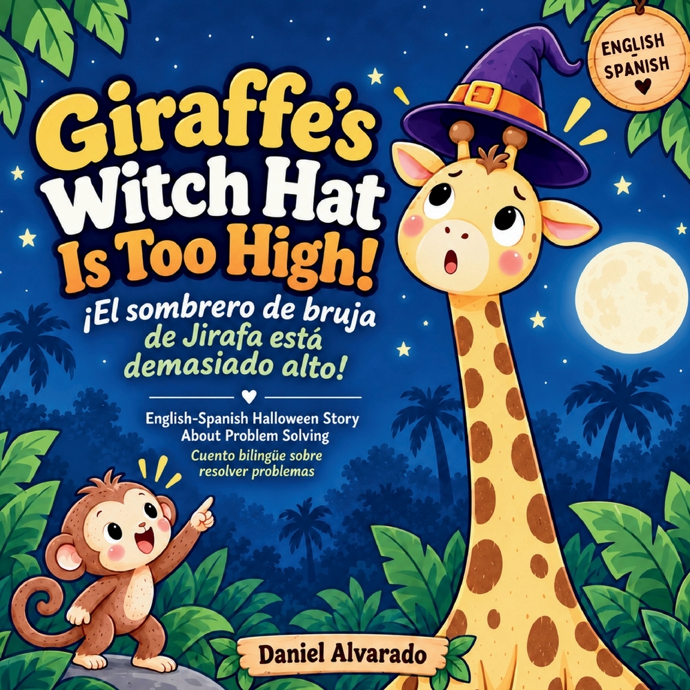 Giraffe's Witch Hat Is Too High! - ¡El sombrero de bruja de Jirafa está demasiado alto!: English-Spanish Halloween Story About Problem Solving cover