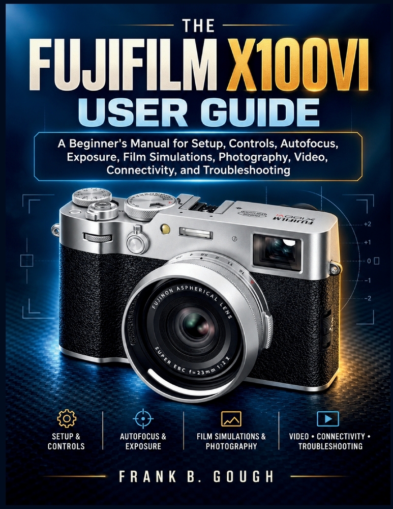 The Fujifilm X100VI User Guide: A Beginner's Manual for Setup, Controls, Autofocus, Exposure, Film Simulations, Photography, Video, Connectivity, and cover