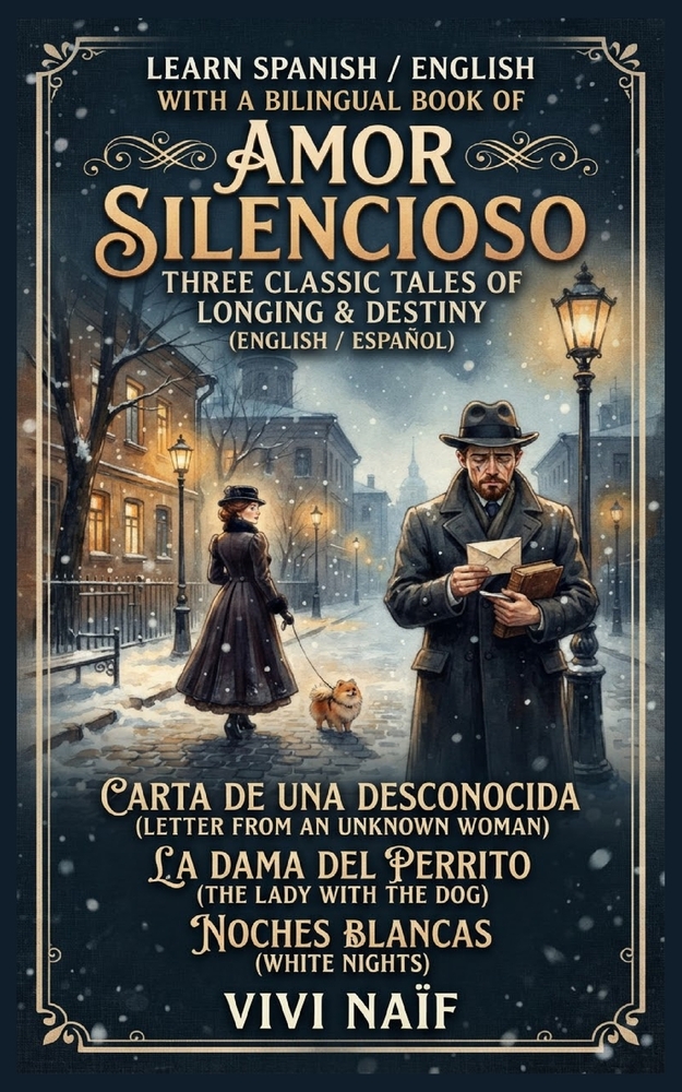 Learn Spanish/English with a bilingual book of Amor Silencioso: three classic tales of longing and destiny english espanol cover