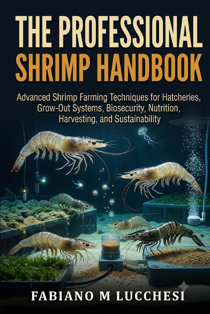 The Professional Shrimp Handbook: Advanced Shrimp Farming Techniques for Hatcheries, Grow-Out Systems, Biosecurity, Nutrition, Harvesting, and Sustain cover
